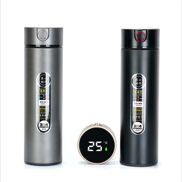 Custom Stainless Steel Thermal Insulation Vacuum Flasks 500ml Smart Water Bottle with Led Temperature Display