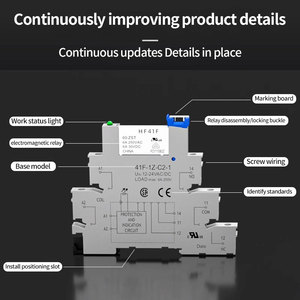 Rơle điện từ mỏng HF41F PLC có đèn LED, mô-đun rơle 24V, rơle ray DIN 24V và ổ cắm có sẵn trong kho - Product Image 6