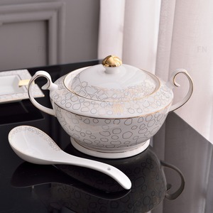 Service de table en porcelaine fine 58 pièces blanc avec logo personnalisé et emballage coffret cadeau - Product Image 5
