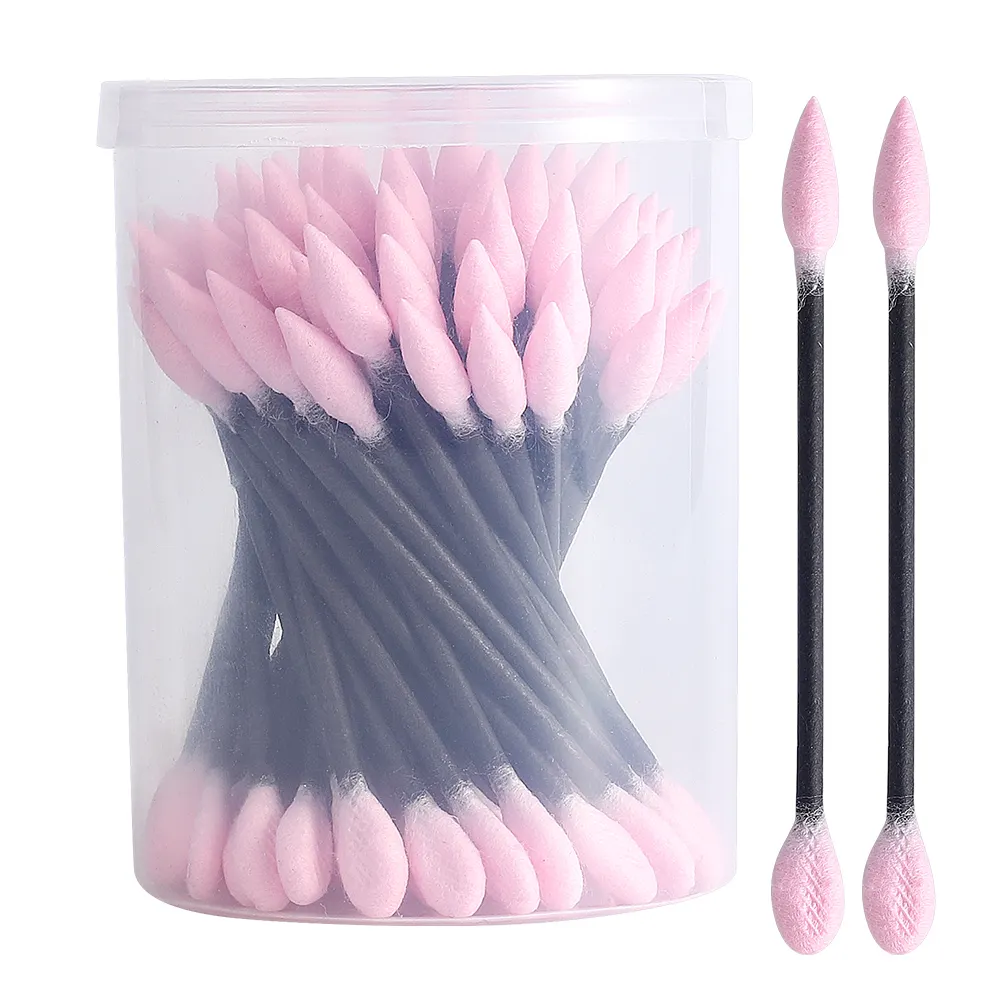 Black paper stick pink headers pointed or boat ear buds normal personal care products colorful cotton swabs