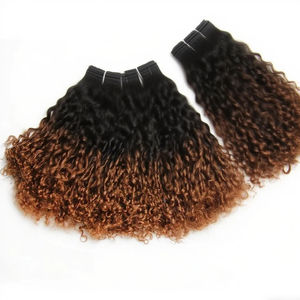 Extensions de cheveux humains Ombre Brun T1b 30 Mongolian <span class=keywords><strong>Pixie</strong></span> Curls avec closure et frontal - Product Image 4