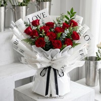 Papier d'emballage floral moderne minimaliste imperméable blanc avec lettres noires pour bouquets de fleurs, fournitures pour fleuristes