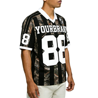 Maillots de football camouflage d'été de haute qualité, vintage, surdimensionnés, à épaules tombantes, t-shirt jersey, impression sérigraphique, t-shirt boxy personnalisé pour hommes