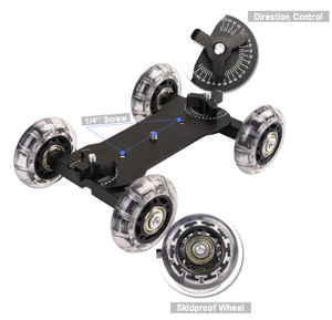 تصميم جديد صغير 4 عجلات سطح المكتب كاميرا Dslr فيديو تصوير السكك الحديدية المسار المنزلق الجدول دوللي سيارة - Product Image 1