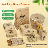 Boîte d'emballage alimentaire en papier kraft non pliable en forme de bateau pour hamburgers, frites et poulet frit