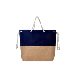Bolsas de Playa de Verano Ecológicas y Duraderas con Base de Yute y Lona de Algodón, con Asa de Cordón de Algodón Blanco - Product Image 3