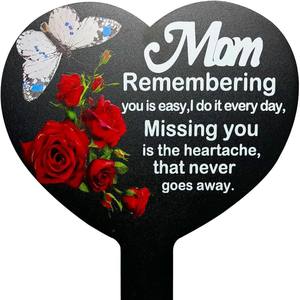 Marcador Conmemorativo de Metal para Cementerio, Placa Personalizada en Forma de Corazón - Product Image 3