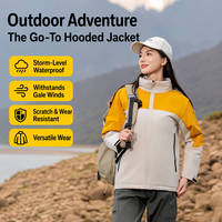 Veste à capuche imperméable coupe-vent chaude résistante au froid à coque rigide imprimée grande taille avec doublure en coton intégrée pour l'extérieur