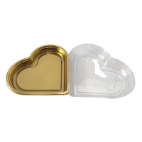 Beste Prijs Wegwerp Huisdier Gouden Doos Verpakking Snoep Hartvormig Plastic Dienblad Voor Cake Geschenken Mooie Aardbei Fruit Chocolade