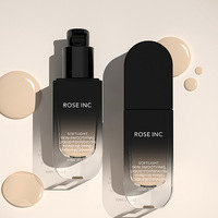 Flacon de crème liquide carré pour fond de teint, lotion, cosmétique, nouveau, transparent, givré, luxe, 30 ml, 50 ml, emballage de marque privée