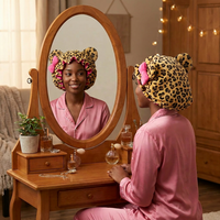 Bonnet de cheveux en peluche doublure en satin double couche réglable bonnet de couchage doux hiver enveloppement de cheveux pour femmes enfant adulte