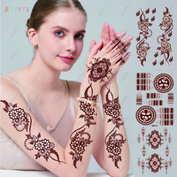 Kit de tatouage au henné brun blanc pour femmes et filles DIY motif de dentelle temporaire faux tatouages sur le corps visage bras jambes imprimé sur papier