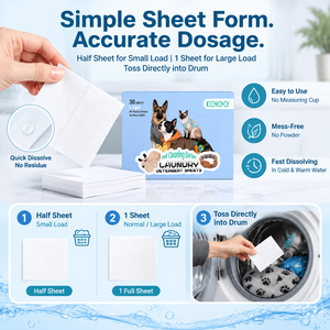 Feuilles de <span class=keywords><strong>lessive</strong></span> pour animaux de compagnie KELEE pour vêtements de chien et de <span class=keywords><strong>chat</strong></span>, nettoyant pour literie, élimine les poils, les odeurs et les taches, parfum lin, formule douce - Product Image 2