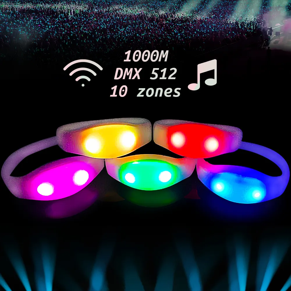 Glow Band Music RFID Led Bracelet Control dmx Light Up Led Wristband Lighting Remote Controlled Led Sound Activated Led Bracelet