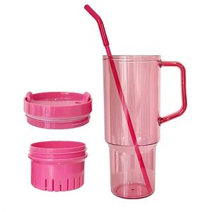 40oz Large Capacity <b>Plastic</b> Water <b>Cup</b> Car Straw Juice Glass Outdoor Camping <b>Cup</b> With Handle - Product Image 6