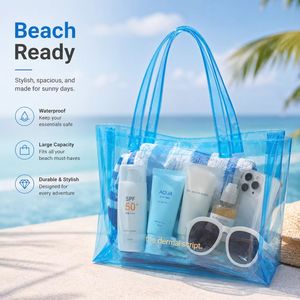 OEM Transparent TPU <b>Jelly</b> Tote Bag <b>Clear</b> PVC Style Waterproof Beach Tote Handbag with Custom Logo Ladies Summer Resort Gift - Product Image 5