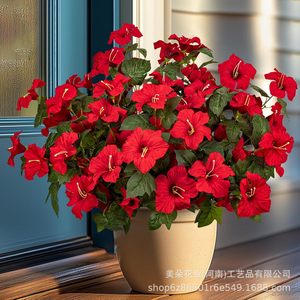 Bouquet de fleurs artificielles Meiduo Flower Industry, fleurs de glycine rouges en soie pour la décoration de la maison et du jardin - Product Image 1