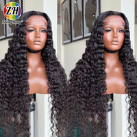 Perruque sans colle en gros, Lace Front 5*5, Dentelle HD transparente, Perruques bouclées profondes 180%, Cheveux humains brésiliens bruts