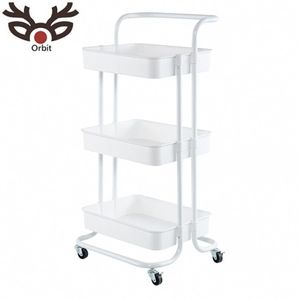 Carrito de Metal de doble nivel plegable ecológico para sala de estar, tipo de pie, instalación, plato, cuenco, carrito de comedor - Product Image 3