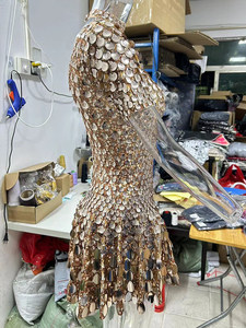 ZHEZHE <span class=keywords><strong>Abito</strong></span> da Sera <span class=keywords><strong>Mini</strong></span> Aderente di Lusso per Donna, Vestito da Festa Sexy con Glitter Scintillante e Maniche Corte - Product Image 3