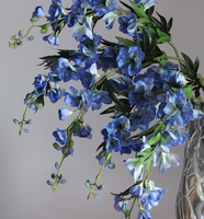 Bunga Delphinium Biru Putih Buatan Tangan Berkualitas Tinggi, Bunga Ajacis Lateks Sentuhan Asli untuk Pernikahan, Wisuda, dan Dekorasi Rumah