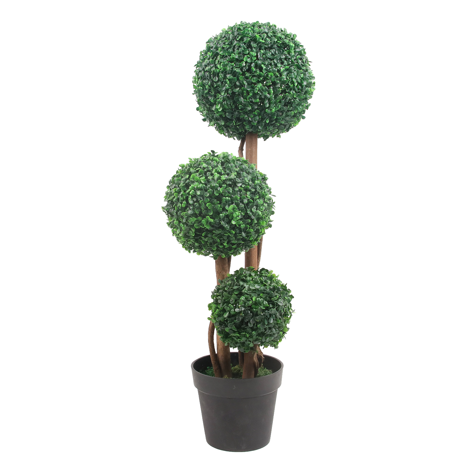 Artificial Triple Ball Boxwood Topiary Tree 90 cm