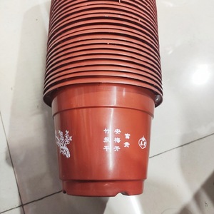 Maceta pequeña de plástico, color rojo baldosa, diseño de hojas de bambú y poema, aproximadamente 15*11cm, venta al por mayor a partir de uno o dos yuanes. - Product Image 4