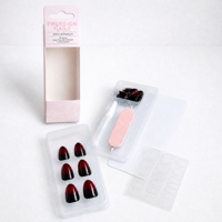 Faux ongles gothiques à presser, forme Stiletto, réutilisables, couvrance totale, finition brillante, dégradé rouge foncé, pour soirées festives
