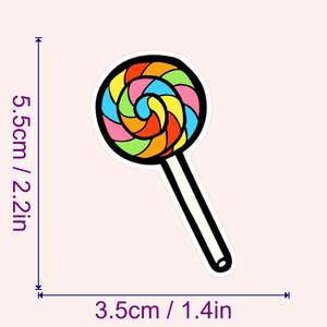 54 pezzi adesivi autoadesivi lecca-lecca decorazione per scatola di tiro, chitarra, bottiglia d'acqua, armadio, valigia, cassa del telefono, libri - Product Image 4