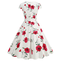 Robe vintage pour femmes des années 50 et 60, robe swing pin-up élégante pour soirée, manches courtes, décontractée, grande taille, imprimé
