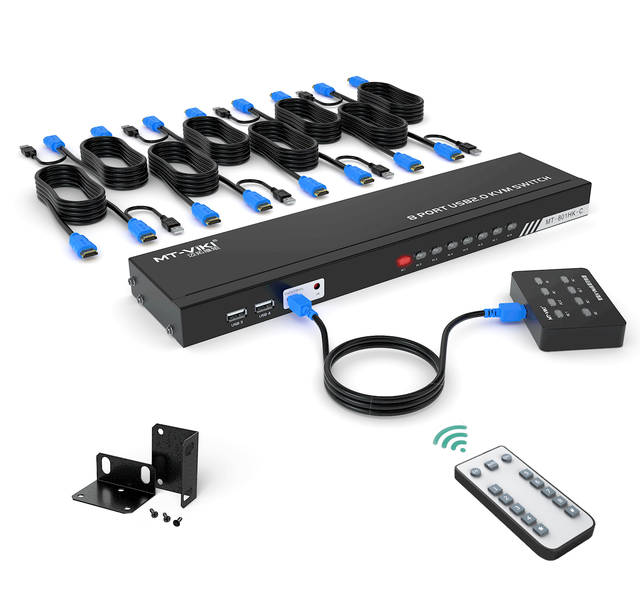 MT-VIKI KVM Switch 8 Port, 8X1 Rackmount KVM Switch HDMI