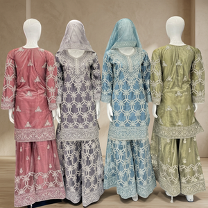 Nouvelle collection ZAID : Ensemble Gharara pakistanais pour femme, broderie lourde, travail de miroirs, manches longues, respirant et durable - Product Image 6