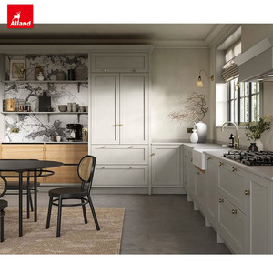 Alland Nordic nuevo moderno elegante en forma de L diseño de madera maciza estilo coctelera cocina gabinete de madera con accesorios y Mesa - Product Image 1