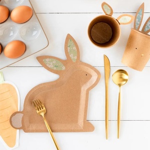 DAMAI Easter Theme Party Disposable Paper Tableware Carrot Rabbit Animal Shape Paper Plate With Hot-Stamping Craft Supplies - Product Image 2