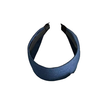 Diadema de tela ancha azul vaquero, elegante y única, estilo coreano, perfecta para un look urbano, diadema para peinar el cabello - Product Image 4