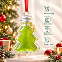 Vente en gros Bouteille PET transparente avec couvercle en argent pour jus et boissons énergisantes Décorations de Noël Utilisation suspendue
