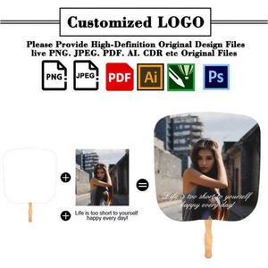 Promotion Company Activity Gift Custom Double Sided Full Color Logo Printed Wooden Handle Paper Fan Sublimation Fan - Product Image 2