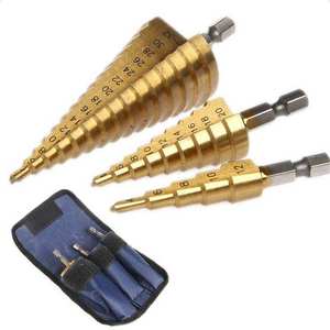 Royal Sino <strong>Cheap</strong> Price 4-12/20/32Mm Titanium-Coated 3Pcs Step <strong>Drill</strong> Bit <strong>Set</strong> for Metal - Product Image 1