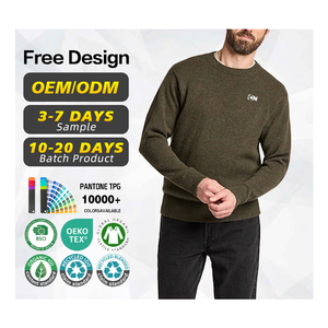 Suéter con Certificación GRS, Fabricante de Suéteres, Logotipo Personalizado, Suéter Clásico para Hombre, Verde, Invierno, Cálido, de Lana Tejida, para Uso Casual - Product Image 1