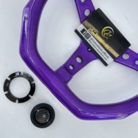 Volant de course professionnel personnalisable en fibre de carbone véritable violet CCExcellent pour Momo, forme D, 6 trous, universel