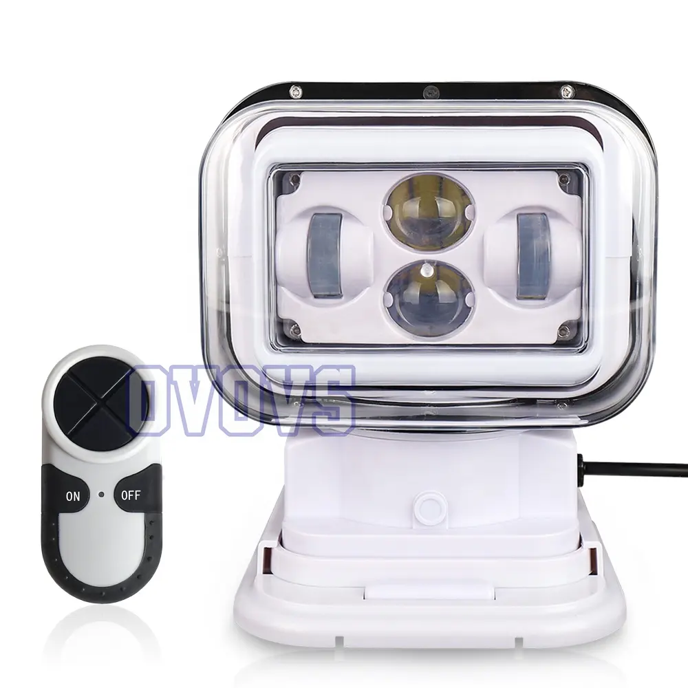 OVOVS 360 Degree Rotatable Marine Search Light Led 7 Inch 50w 60w Vehicle Spotlight Remote Control Led Search Light