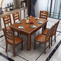 Table à manger rectangulaire en bois massif, style moderne et simple, pour petit appartement, ensemble table et chaises 4 places
