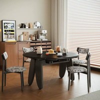 Table à manger rectangulaire extensible en pierre frittée de style moderne, plateau en ardoise massif, 6 places, pieds en bois d'hévéa, haute qualité, pour hôtel