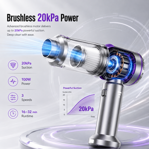 20kPa Brushless Cordless Handheld <b>Vacuum</b> Cleaner 3-in-1 <b>Portable</b> Mini Car <b>Vacuum</b> Air Duster Blower Inflator Home Office Auto - Product Image 6