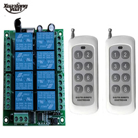 Système de télécommande sans fil RF 8 canaux DC 12V 24V, récepteur émetteur, relais 8CH 315/433 MHz G50