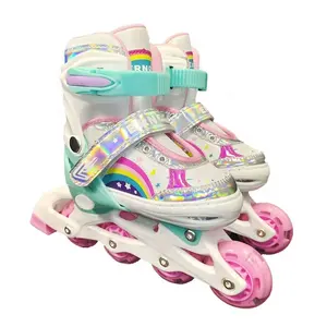 专业品牌4轮尼龙超细纤维儿童制动旱冰鞋