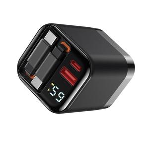 เครื่องชาร์จ Gan Pd65w ขนาดเล็กแบบพกพาสำหรับการเดินทางอุปกรณ์แสดงผลดิจิตอลอัจฉริยะเครื่องชาร์จ GAN 65W พร้อมสายยืดหดได้ - Product Image 5