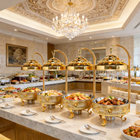 Nieuwe Design Hotel Luxe 8L Buffet Warmhouders met Hangende Deksel Gouden Chafing Dish Chafing Dish Buffet Set