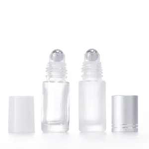 Giảm Giá Mạnh Chai Thủy Tinh Mờ Màu Hổ Phách Trong Suốt 5Ml Với Bóng Lăn Bằng Thép Không Gỉ Chai Lăn Phổ Biến