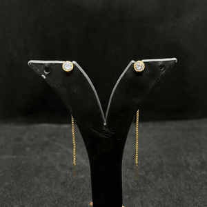 Boucles d'oreilles clous ronds en cristal transparent de qualité supérieure, plaquées or, avec longue chaîne, bijoux chics pour femmes et jeunes filles, vente en gros - Product Image 1